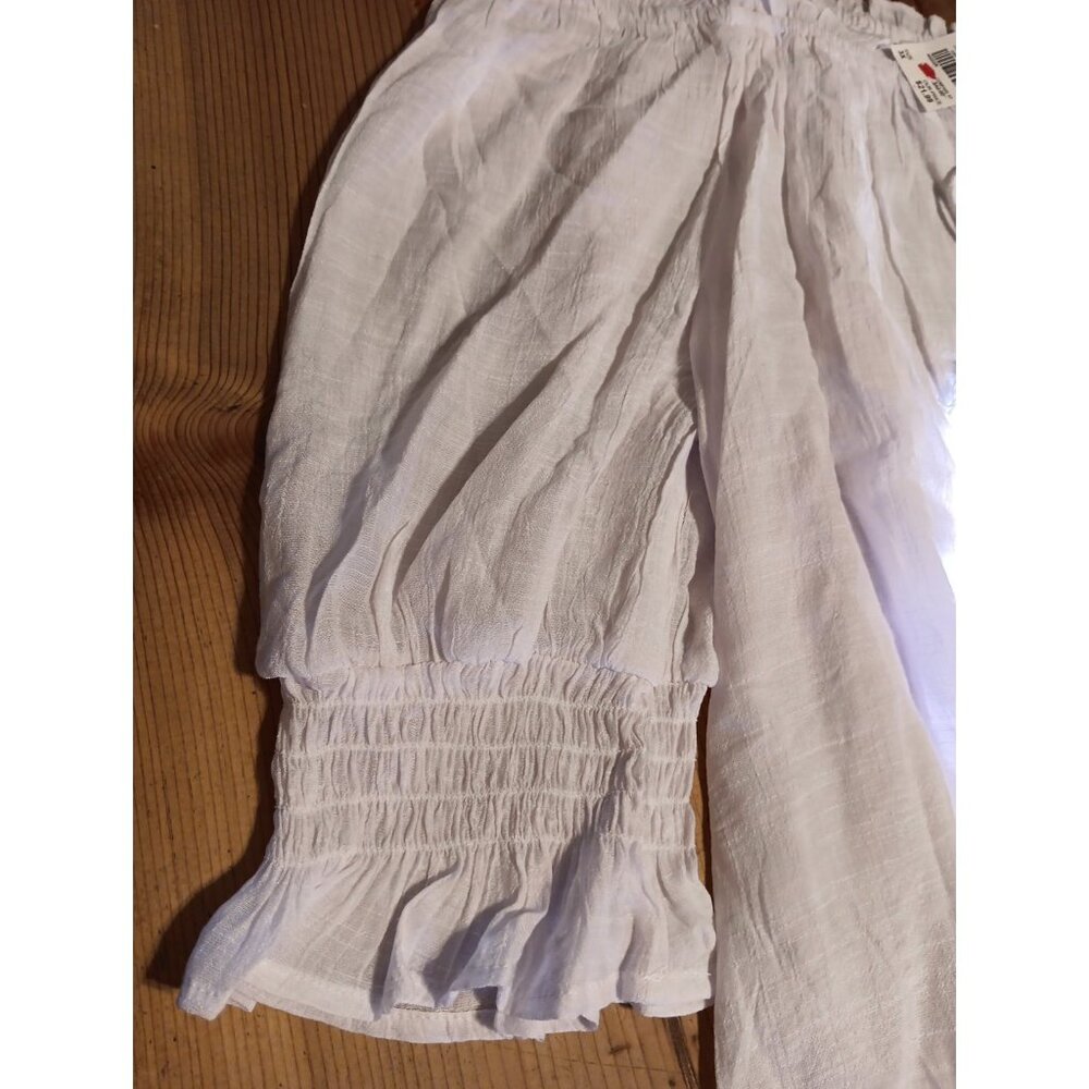 Unique Spectrum Womens Plus 3X Top Off Shoulder Smocked Sheer Peasant Lace NWT - Picture 6 of 10